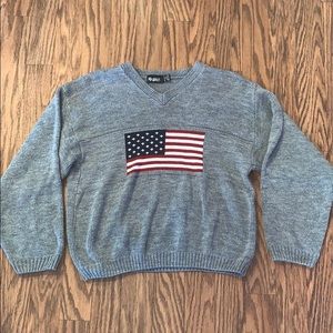 Vintage Large PB BASICS American Flag Sweater